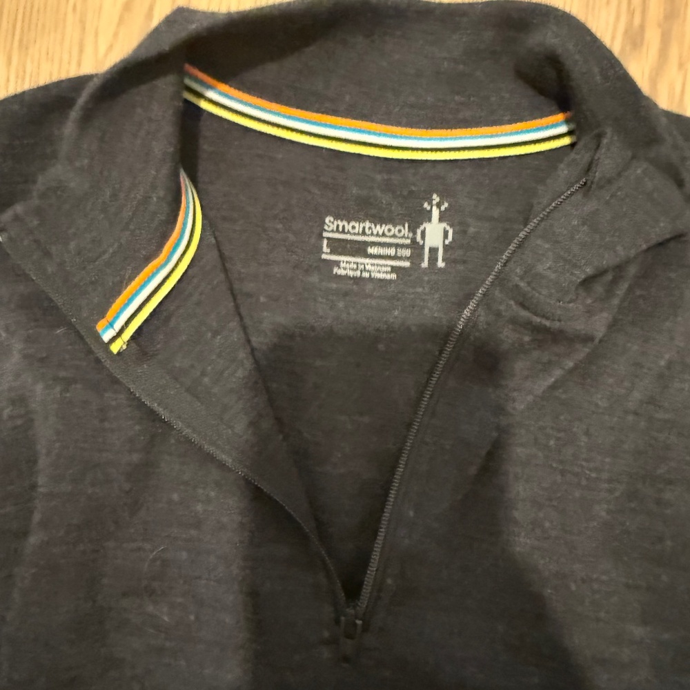 Smartwool Kids Long Sleeve Tee - Charcoal with Multicolor Trim